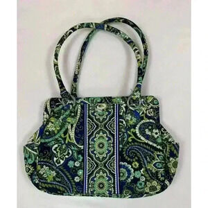 Vera Bradley Blue Rhapsody Green and Blue Paisley Frame Bag